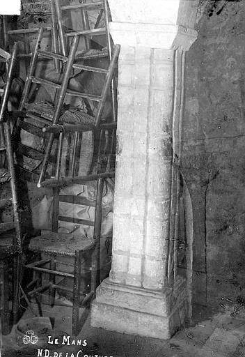 Abbaye de la Couture (ancienne) Eglise : Pilier de la crypte, Robert, Paul (photographe), 