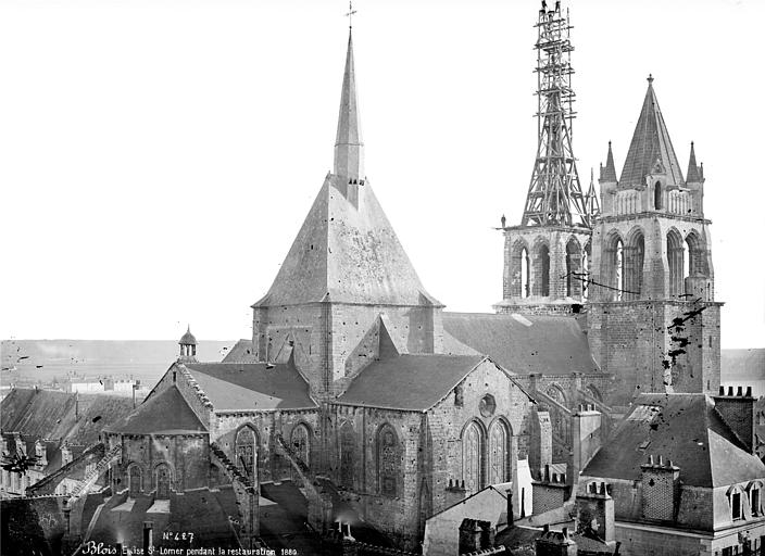 Eglise Saint-Nicolas-Saint-Lomer Ensemble, état pendant la restauration de 1880, Mieusement, Médéric (photographe), 
