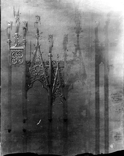 Eglise Couronnement des orgues, dessin de Viollet-le-Duc, Durand, Eugène (photographe), 75 ; Paris ; Médiathèque de l'Architecture et du Patrimoine