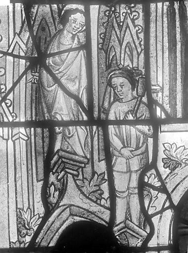 Cathédrale Saint-Julien Relevé de panneau de vitrail (détail) : deux personnages, Durand, Jean-Eugène (photographe), 75 ; Paris ; Médiathèque de l'Architecture et du Patrimoine