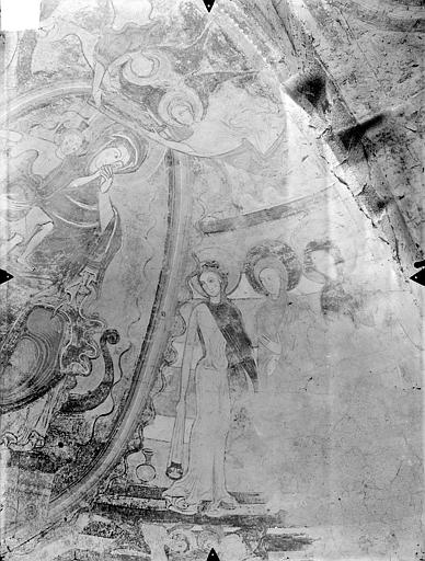 Eglise Notre-Dame (ancienne) Crypte Saint-Catherine - Peintures murales du choeur (partie sud de l'abside) : Trois saintes, Gossin (photographe), 