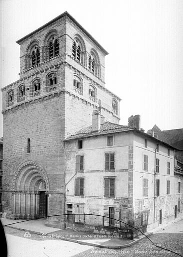 Eglise Saint-Maurice Façade ouest et clocher, vus en perspective, Mieusement, Médéric (photographe), 