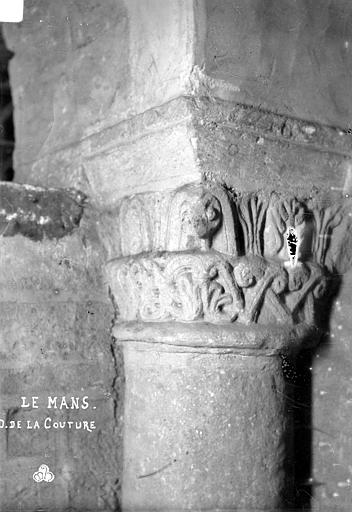 Abbaye de la Couture (ancienne) Eglise : Chapiteau de la crypte, Robert, Paul (photographe), 
