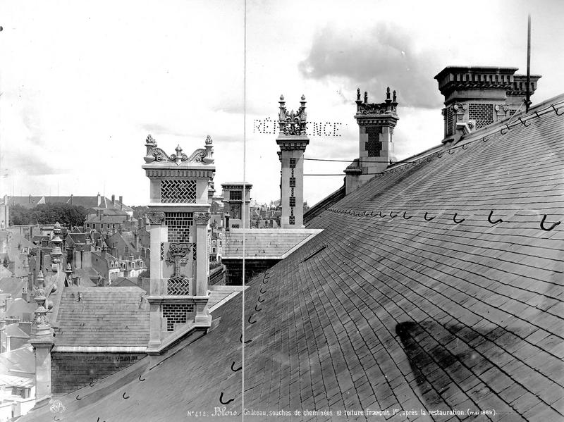 Château Partie François Ier : souches de cheminées et toiture, état après restauration, Mieusement, Médéric (photographe), 