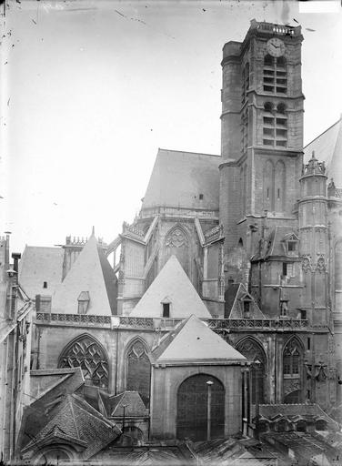 Eglise Saint-Gervais-Saint-Protais Abside et clocher, coté nord, Durand, Eugène (photographe), 