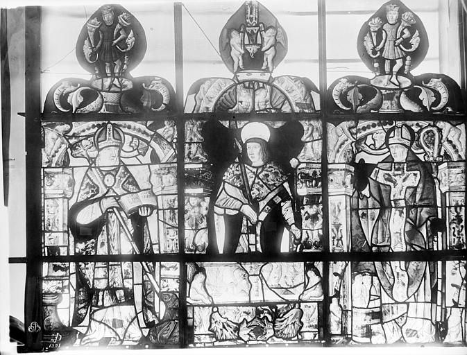 Eglise Vitrail : roi et évêques, Durand, Jean-Eugène (photographe), 