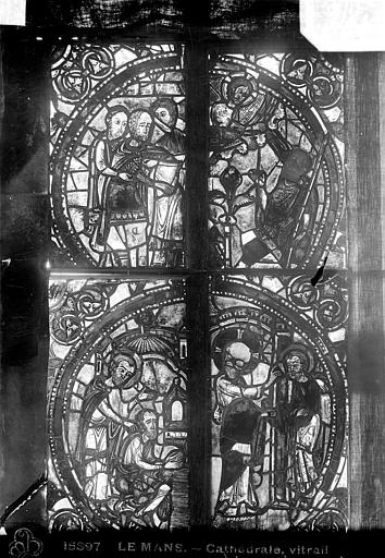 Cathédrale Saint-Julien Vitrail : fragments, Leprévost (photographe), 