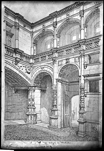Hôtel Bernuy Dessin, portique cour, Durand, Eugène (photographe), 75 ; Paris ; Médiathèque de l'Architecture et du Patrimoine